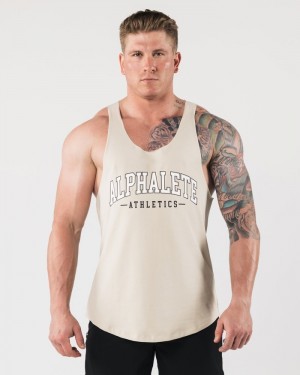 Alphalete AA Raw Cut Tanktop Heren Beige | 96EDYBXIJ