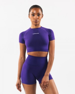 Alphalete Amplify SS Crop Overhemd Dames Paars | 97BJZTYEL