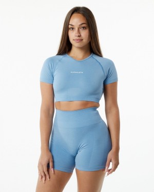 Alphalete Amplify V-Neck Overhemd Dames Blauw | 28JUXTPDV