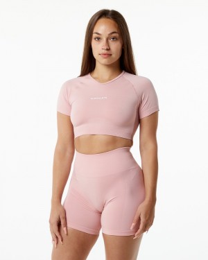 Alphalete Amplify V-Neck Overhemd Dames Roze | 31ZQCOYBV