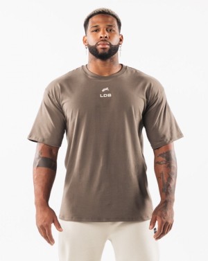 Alphalete Brushed Crest Overhemd Heren Grijs Bruin | 08WTIUPFQ