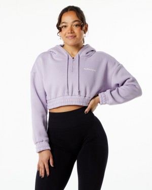 Alphalete Classicital Crop Hoodie Dames Paars | 93EPUHBFO