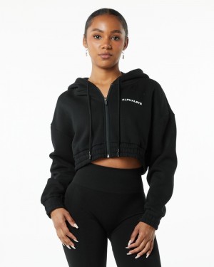 Alphalete Classicital Full-Zip Crop Jassen Dames Zwart | 40RHCMTUK