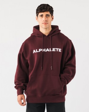 Alphalete Core Hoodie Heren Bordeaux | 01OHKWACF