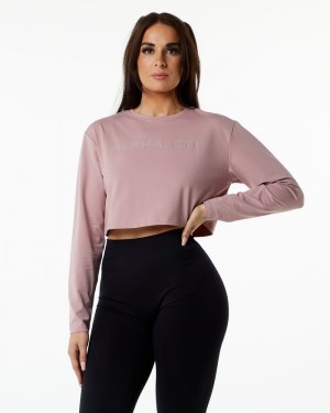 Alphalete Core LS Crop T-shirts Dames Paars | 23KPYVUWG