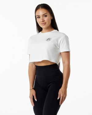 Alphalete Dynasty Crop Overhemd Dames Wit | 25QDMOJLH