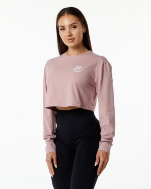 Alphalete Dynasty LS Crop T-shirts Dames Paars | 15TUPEQGY