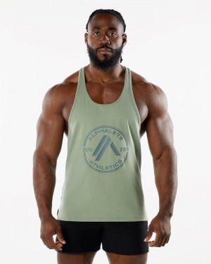 Alphalete Dynasty Stringer Tanktop Heren Olijfgroen | 72VOBGTSC