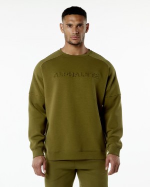 Alphalete ELMTS Crewneck Sweatshirt Heren Groen | 20BYLEDTC