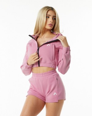 Alphalete ELMTS Full-Zip Crop Jassen Dames Roze | 54VPCHTKU