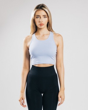 Alphalete Essential Crop Tanktop Dames Blauw | 94XJWSUAL