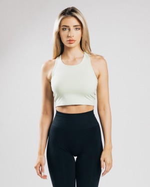 Alphalete Essential Crop Tanktop Dames Wit | 97XOJYPMT