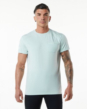 Alphalete Evo Pocket Overhemd Heren Blauw | 19RUPHDQS