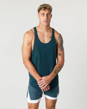 Alphalete Heavy Katoenen Core Stringer Tanktop Heren Blauw | 02KIBWXTG