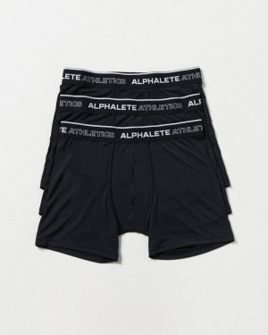 Alphalete Klassieke Boxer 3pk Ondergoed Heren Zwart | 97NVMSWJL