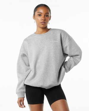 Alphalete Klassieke Crew Sweatshirt Dames Grijs | 73DOLUGXZ