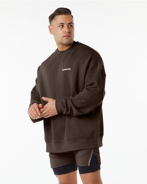 Alphalete Klassieke Crew Sweatshirt Heren Bruin | 78ZKXTFSA