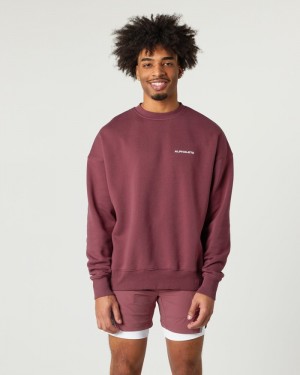 Alphalete Klassieke Crew Sweatshirt Heren Bordeaux | 01RGSIMKA