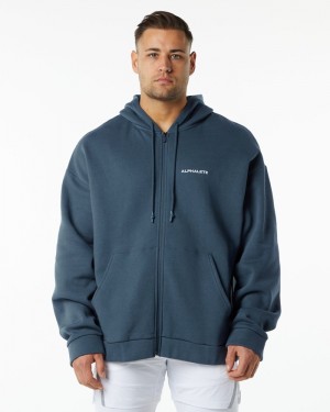 Alphalete Klassieke Full-Zip Jassen Heren Blauw | 45TMYISRD