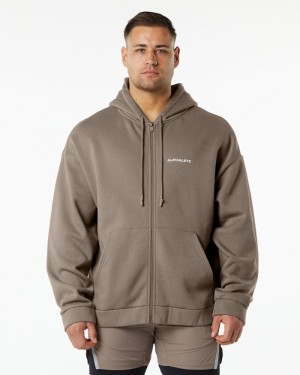 Alphalete Klassieke Full-Zip Jassen Heren Beige | 50RFUJXSA