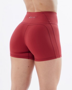 Alphalete Pulse Surge 4" Korte Broek Dames Rood | 21NZGXODQ