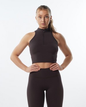 Alphalete Pulse Zip Tanktop Dames Grijs | 59KWJOIGP