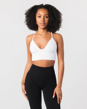 Alphalete Seamless Geribbeld BH Dames Wit | 23PVKYTCJ