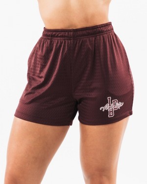 Alphalete Signature Mesh 4" Korte Broek Dames Bordeaux | 94IBDTPOW