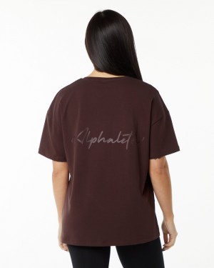 Alphalete Signature Oversized Overhemd Dames Bordeaux | 74XEHKMBO