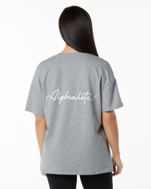 Alphalete Signature Oversized Overhemd Dames Grijs | 16ANFLKCJ