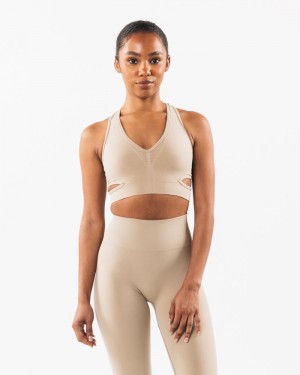 Alphalete Stratus BH Dames Beige | 41EJGWDOQ