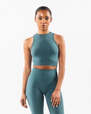 Alphalete Stratus Crop Tanktop Dames Blauw | 89HKOLZUM