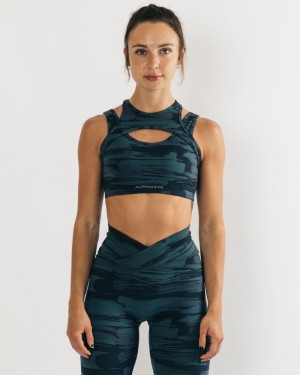 Alphalete Surface Keyhole BH Dames Blauw Camo | 70GWZIFHV