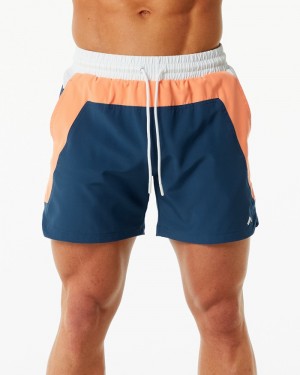 Alphalete Swim Trunk 5.5" Boardshorts Heren Oranje Blauw | 89YUEKDQM