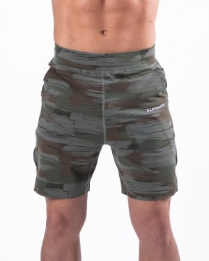 Alphalete Trace 8" Korte Broek Heren Olijfgroen Camo | 73ILVERNG