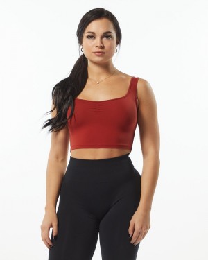 Alphalete Ultrasoft Square Neck Tanktop Dames Roze | 65FLDXGZM