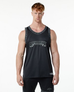 Alphalete Varsity Basketball Jersey Tanktop Heren Zwart | 28RVZPTJI