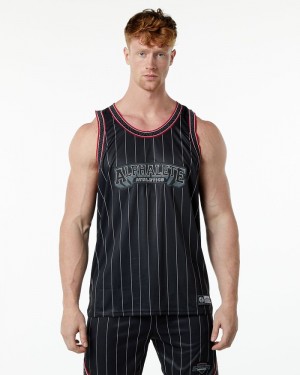 Alphalete Varsity Basketball Jersey Tanktop Heren Zwart | 35YDELHGK