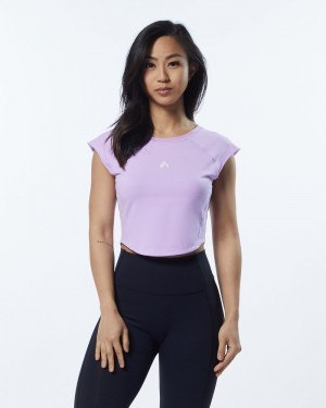 Alphalete Velocity Crop Overhemd Dames Lavendel | 52VKYFEAP