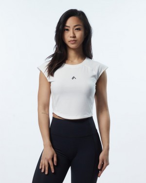 Alphalete Velocity Crop Overhemd Dames Wit | 47VEUFHIQ