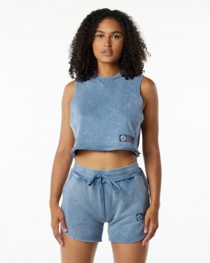 Alphalete Very Terry Crop Cutoff Tanktop Dames Blauw | 58WLHNBSJ