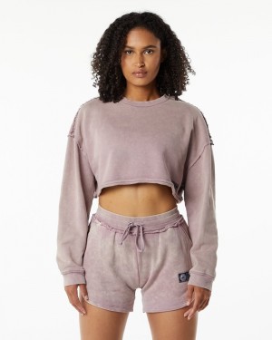 Alphalete Very Terry Crop Pullover Sweatshirt Dames Roze | 86BWKSCRG