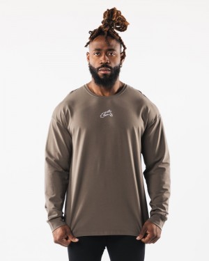 Alphalete Wolf Head LS Overhemd Heren Grijs Bruin | 75IMRNYGP