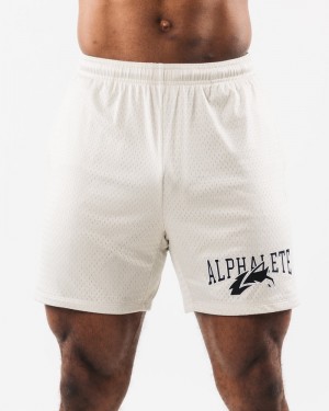 Alphalete Wolf Head Mesh 6" Korte Broek Heren Wit | 84PXRGWVM