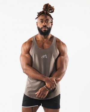 Alphalete Wolf Head Raw Cut Tanktop Heren Grijs Bruin | 21NKRXQZU