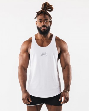 Alphalete Wolf Head Raw Cut Tanktop Heren Wit | 95HGTSRWY