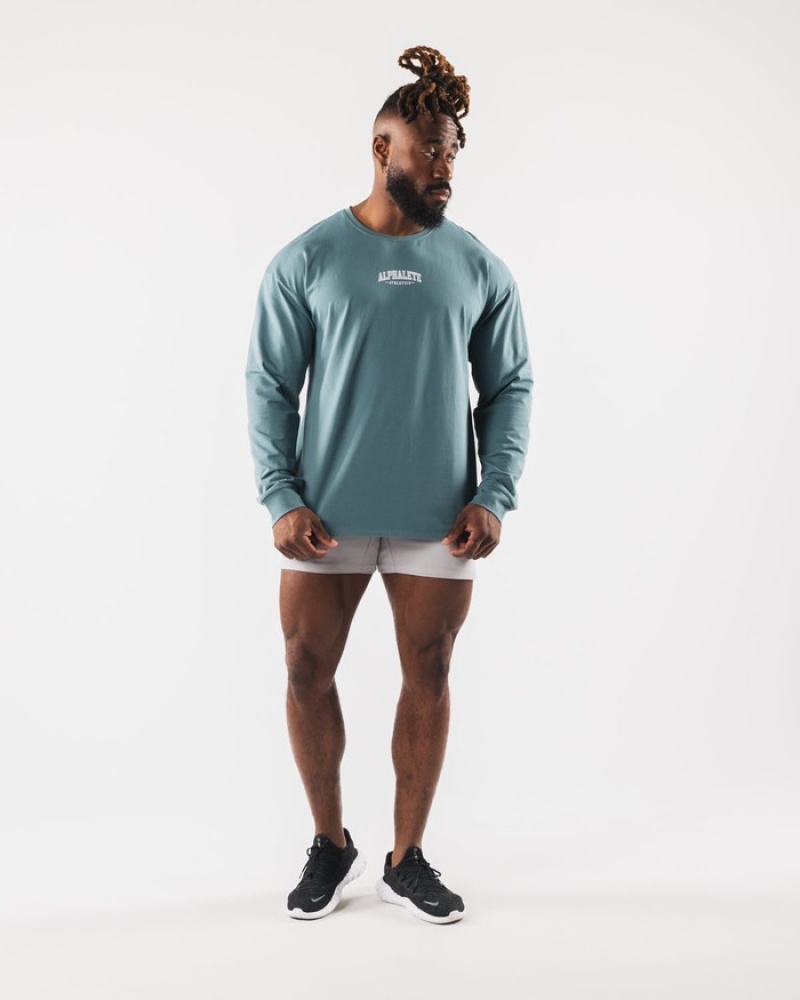 Alphalete AA Paisley Print LS Overhemd Heren Turquoise | 01EGRLJPH