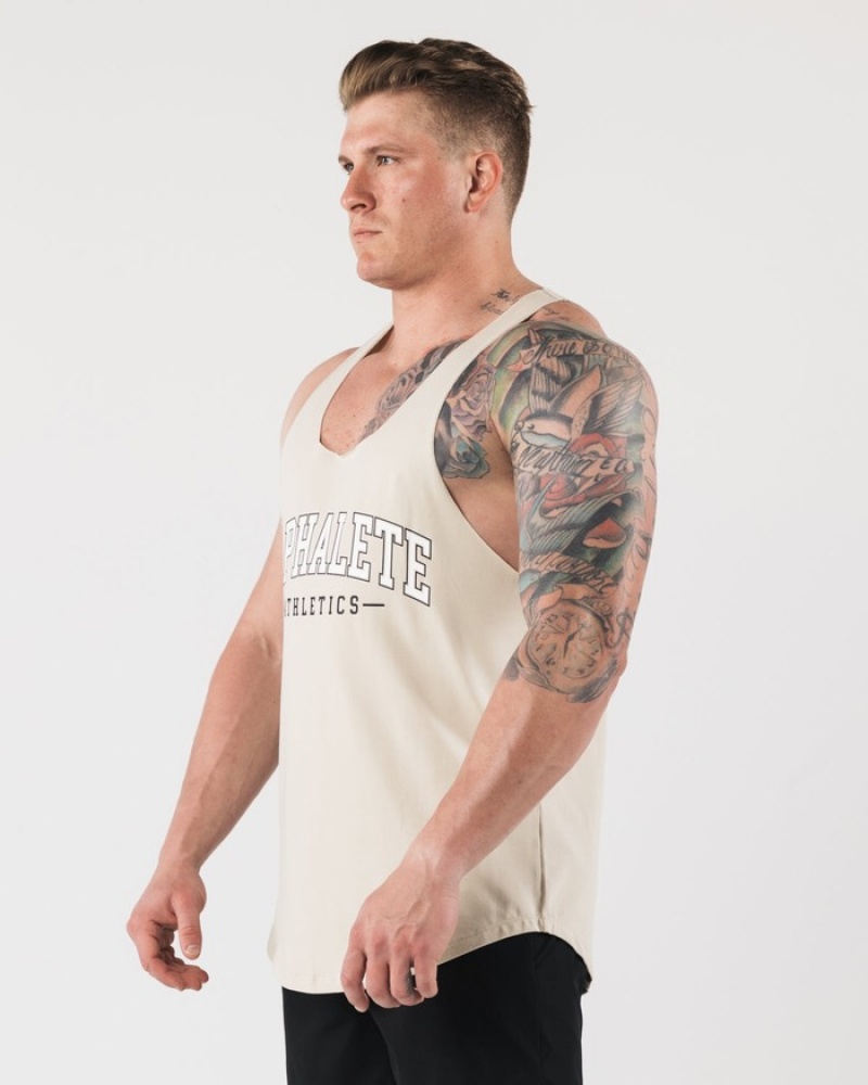 Alphalete AA Raw Cut Tanktop Heren Beige | 96EDYBXIJ