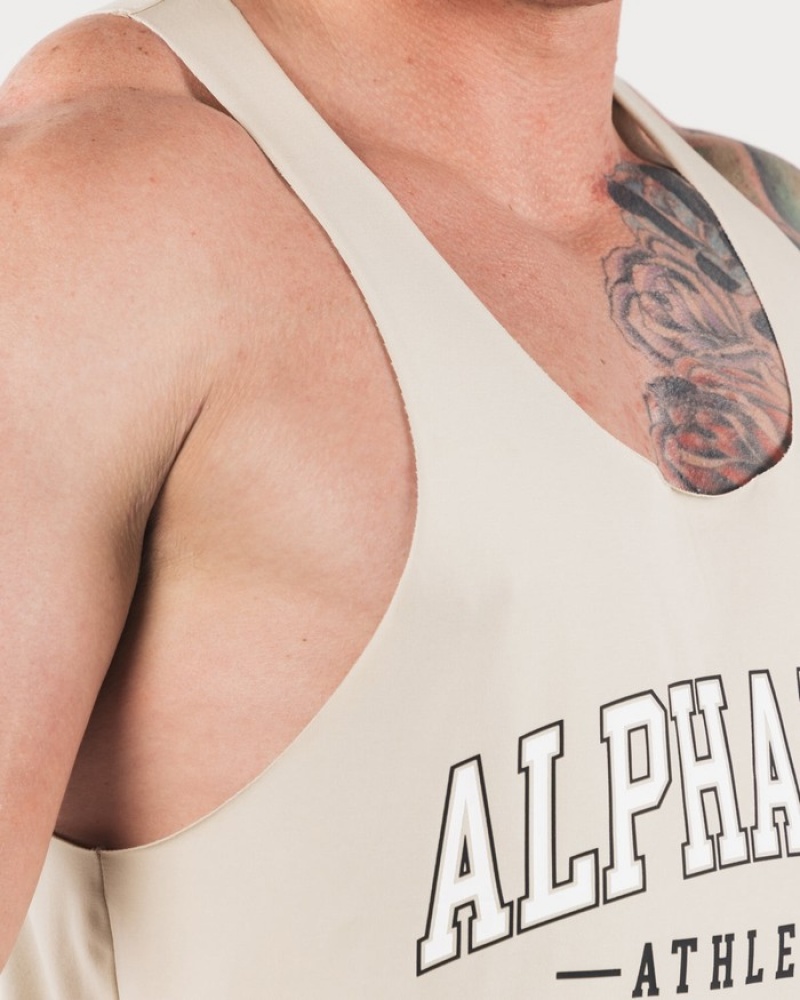 Alphalete AA Raw Cut Tanktop Heren Beige | 96EDYBXIJ