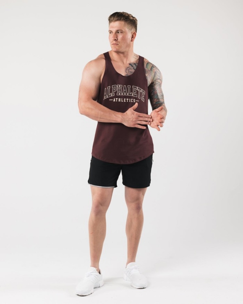 Alphalete AA Raw Cut Tanktop Heren Bordeaux | 37ZGFTCNR